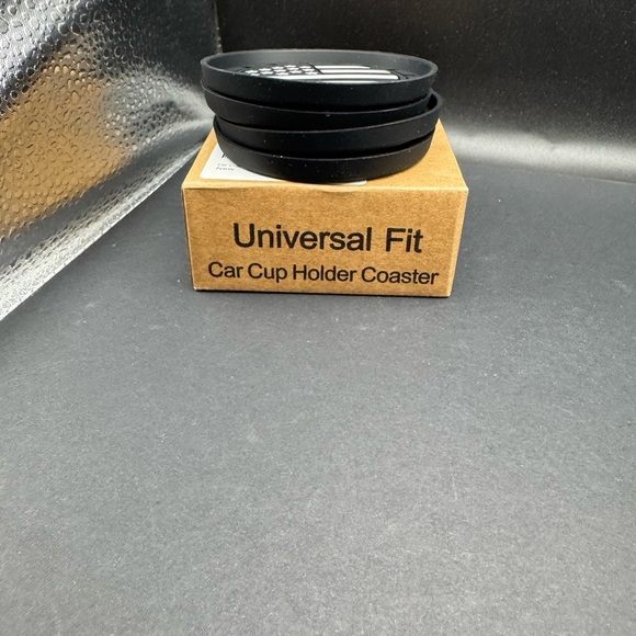 NIB Set of 4 Universal Fit Black and Gray Car Cup Holder Coasters - Picture 7 of 7